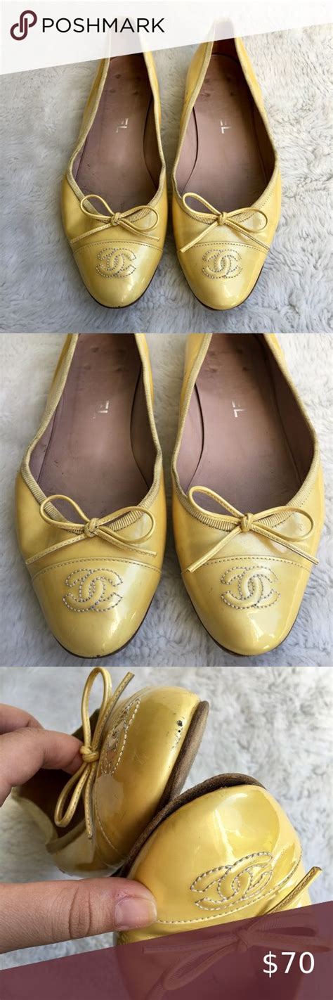 yellow chanel ballet flats